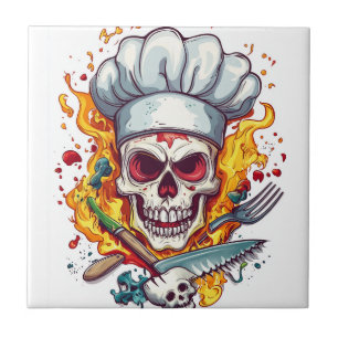 Skull Chef Kitchen Master Tile