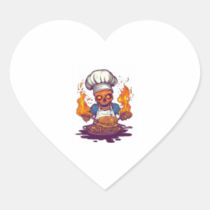 Skull Chef Madness � Funny Cooking Skeleton Heart Sticker