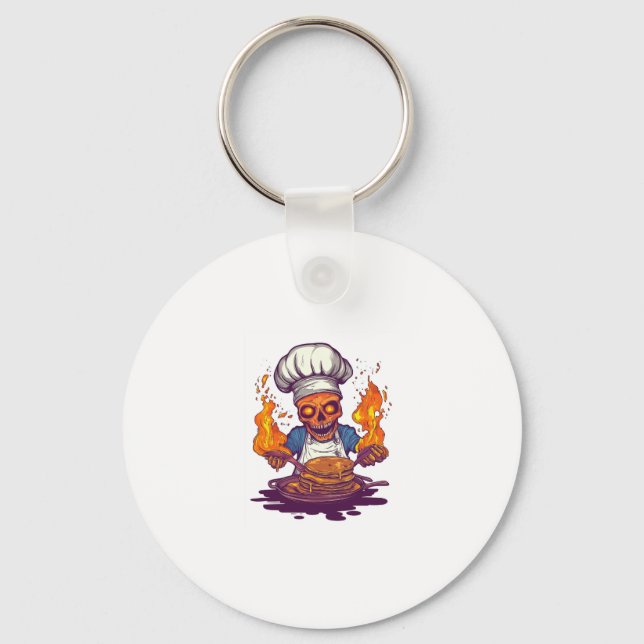 Skull Chef Madness � Funny Cooking Skeleton Key Ring (Front)