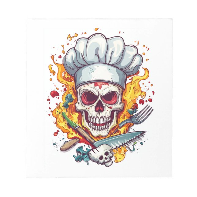 Skull Chef Madness � Funny Cooking Skeleton Notepad (Front)