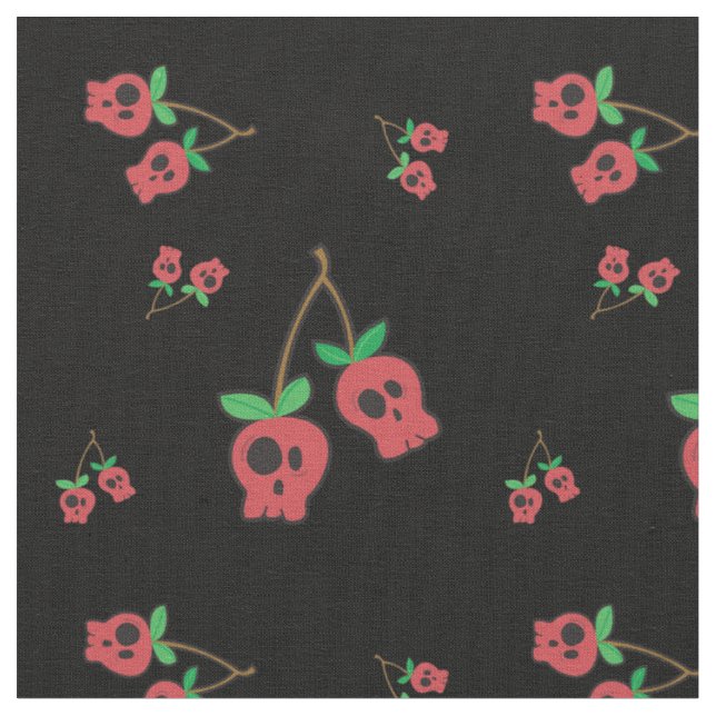 Skull Cherry Fabric (Close Up)