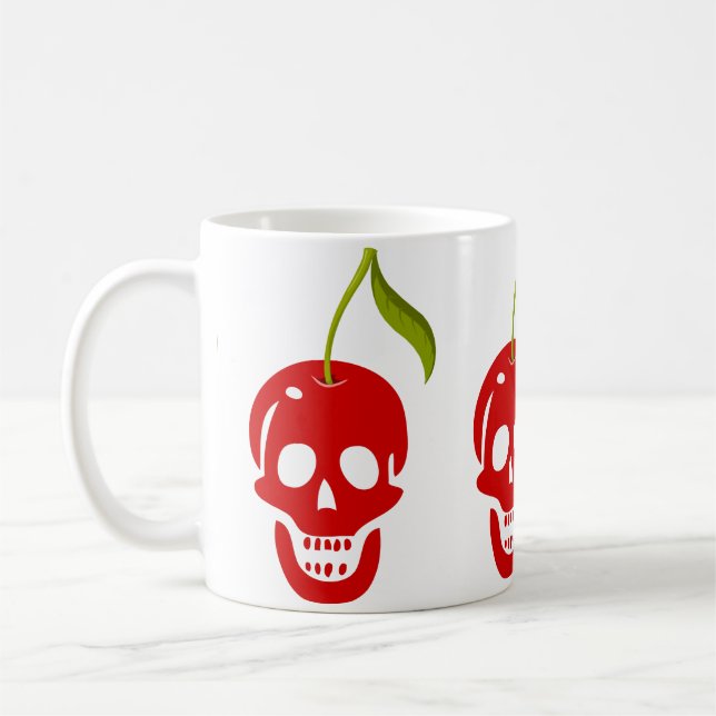 skull cherry skeleton halloween gothic coffee mug (Left)