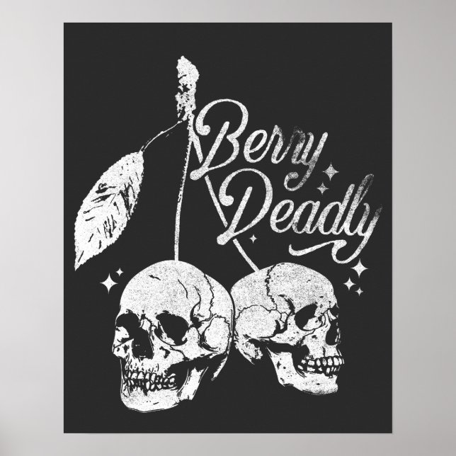 Skull Cherry Spooky and Sweet Gothic Halloween Poster (Front)