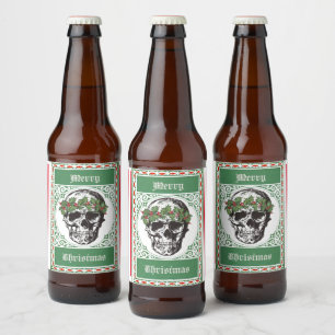 Skull Christmas Beer Bottle Label