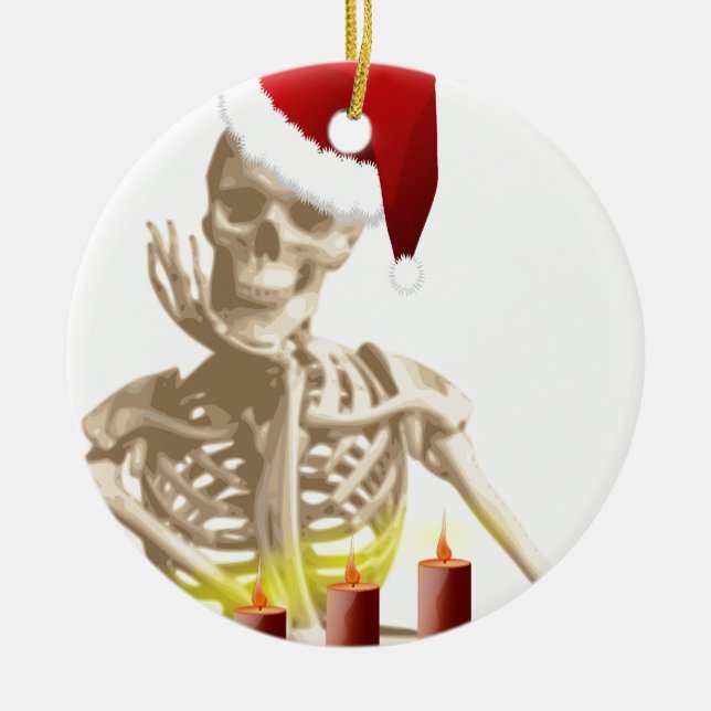 skull christmas ceramic tree decoration (Front)