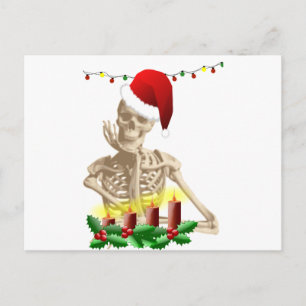 skull christmas holiday postcard