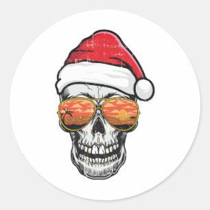 Skull Christmas In July Beach Tropical Summer Vaca Classic Round Sticker