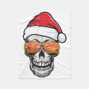 Skull Christmas In July Beach Tropical Summer Vaca Fleece Blanket