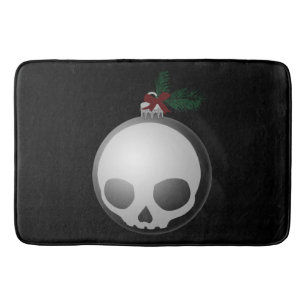 Skull Christmas Ornament Graphic Bath Mat