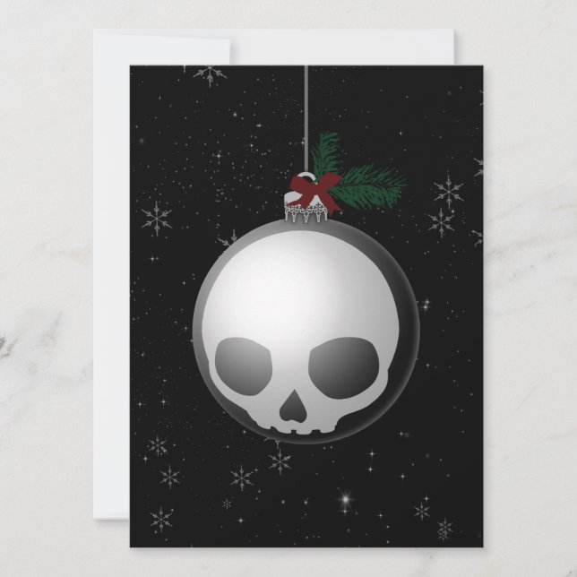 Skull Christmas Ornament Graphic Holiday Card (Front)