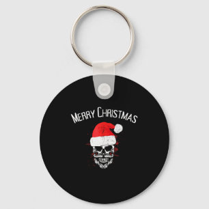 Skull Christmas Santa - Creepy Christmas Key Ring