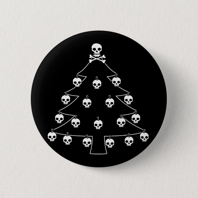 Skull Christmas Tree 6 Cm Round Badge (Front)