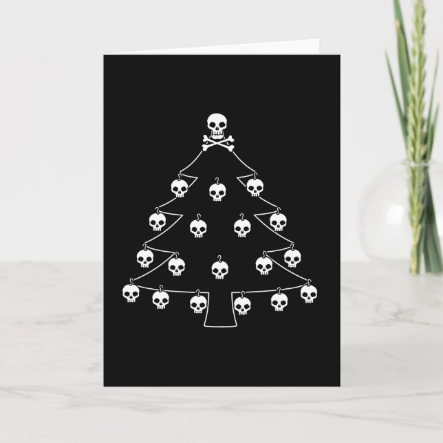 Skull Christmas Tree Holiday Card (Front)