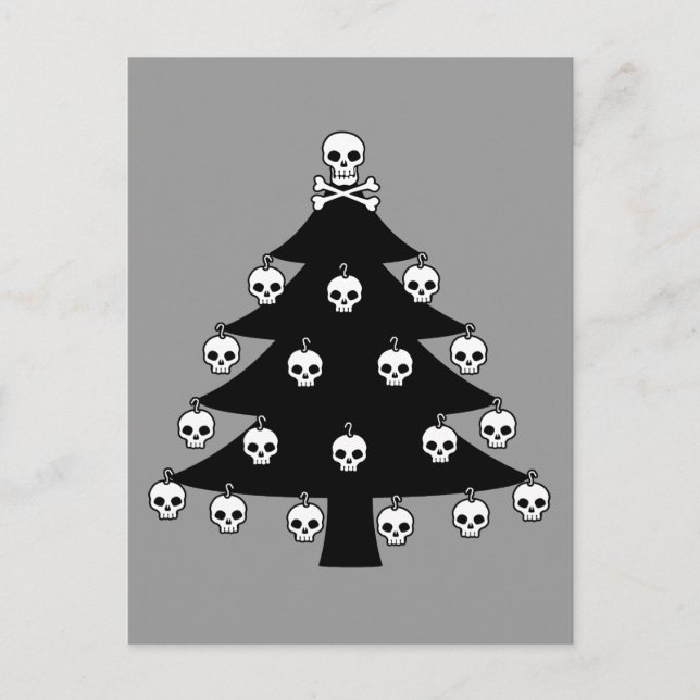 Skull Christmas Tree Holiday Postcard (Front)