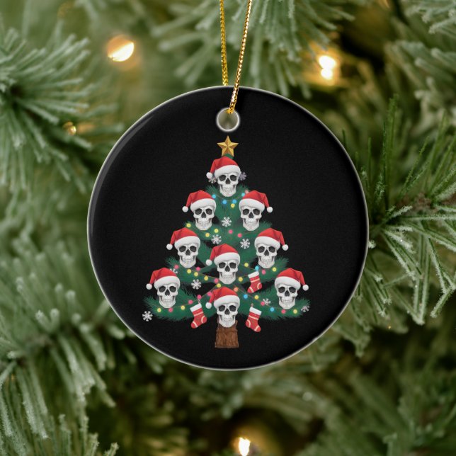 Skull Christmas Tree Pajama Cool Skeleton Santa  Ceramic Tree Decoration (Tree)