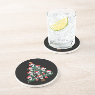 Skull Christmas Tree Pajama Cool Skeleton Santa  Coaster