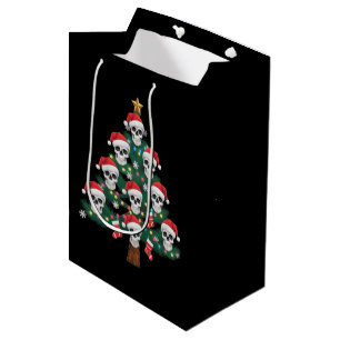 Skull Christmas Tree Pajama Cool Skeleton Santa  Medium Gift Bag