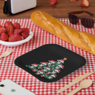 Skull Christmas Tree Pajama Cool Skeleton Santa Paper Plate