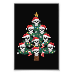 Skull Christmas Tree Pajama Cool Skeleton Santa  Photo Print