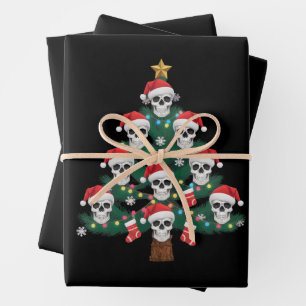 Skull Christmas Tree Pajama Cool Skeleton Santa Wrapping Paper Sheet