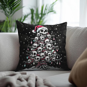 Skull Christmas Tree Pajama Skeleton Santa Hat Cushion