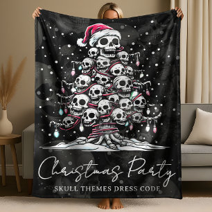 Skull Christmas Tree Pajama Skeleton Santa Hat Fleece Blanket