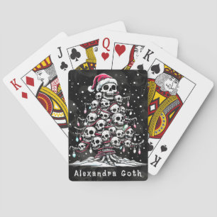 Skull Christmas Tree Pajama Skeleton Santa Hat Playing Cards