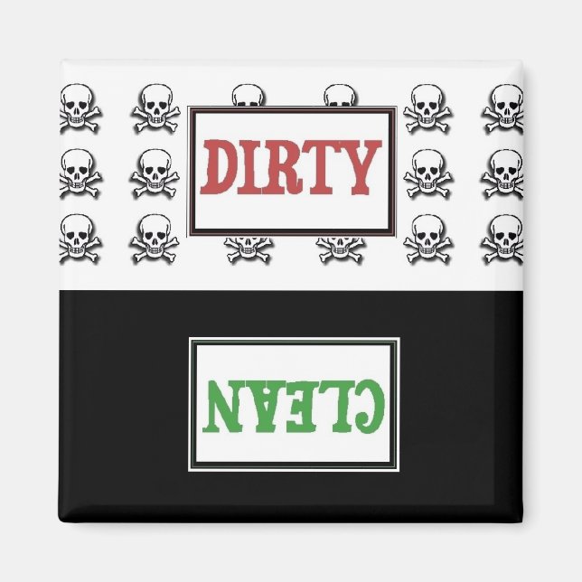 Skull clean dirty dishwasher magnet (Front)