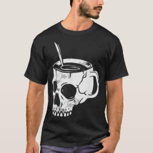 Skull Coffee Head Lazy Halloween Costume Cool Skel T-Shirt