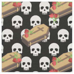 skull coffin emojis fabric