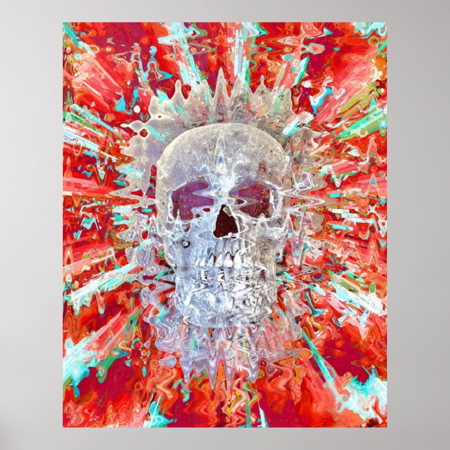 Skull Colorful Pop Art Psychedelic Surreal Artwork Poster (Front)