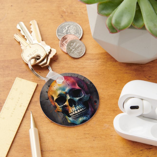 Skull coloured head key ring (Desk)