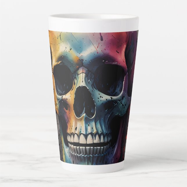 Skull coloured head latte mug (Front)