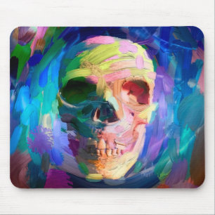 Skull colourful painting mouse mat