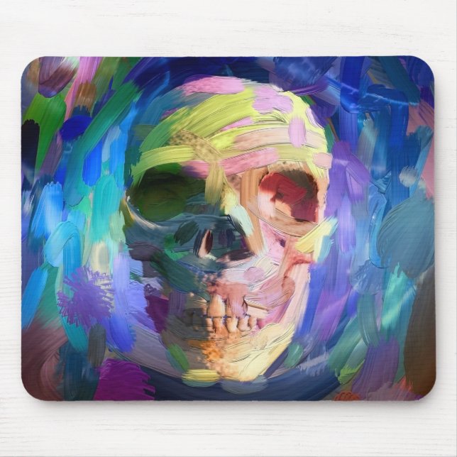 Skull colourful painting mouse mat (Front)