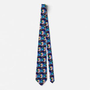 Skull colourful painting tie