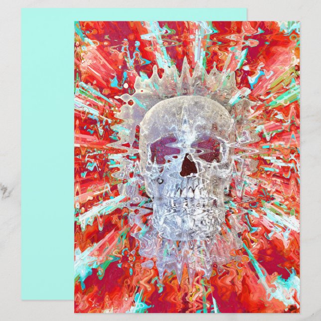 Skull Colourful Pop Art Psychedelic Surreal Artwor (Front/Back)