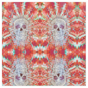 Skull Colourful Pop Art Surreal Psychedelic Artwor Fabric