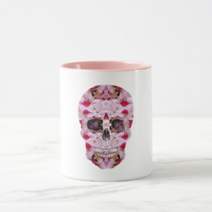 Skull Combo Mug, Pink Floral Skull Art Mug