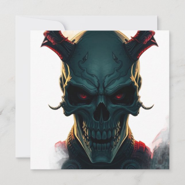 Skull Comics Style Illustration Fantasy Art Card (Front)