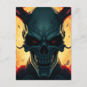 Skull Comics Style Illustration Fantasy Art Postcard