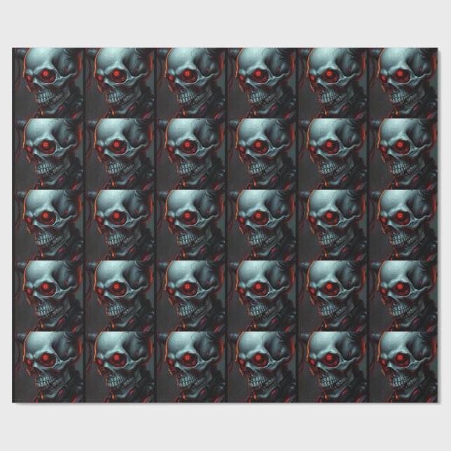 Skull Comics Style Illustration Fantasy Art Wrapping Paper (Flat)