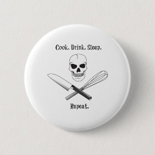 Skull Cook Saying 6 Cm Round Badge