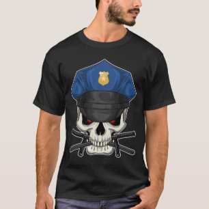 Skull Cop Police hat Police T-Shirt