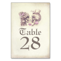 Skull Couple Day of Dead Wedding Table Numbers