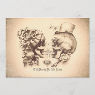 Skull Couple Day of the Dead Engagement Party Invitation