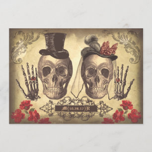 Skull Couple Day of The Dead engagement party Invitation