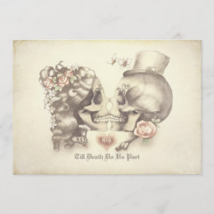 Skull Couple Day of the Dead Engagement Party Invitation