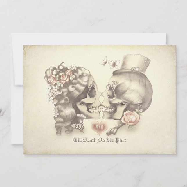 Skull Couple Day of the Dead Rehearsal Dinner Invitation (Front)