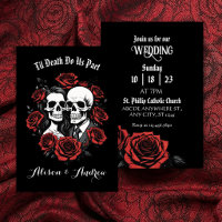 Skull couple gothic with roses wedding